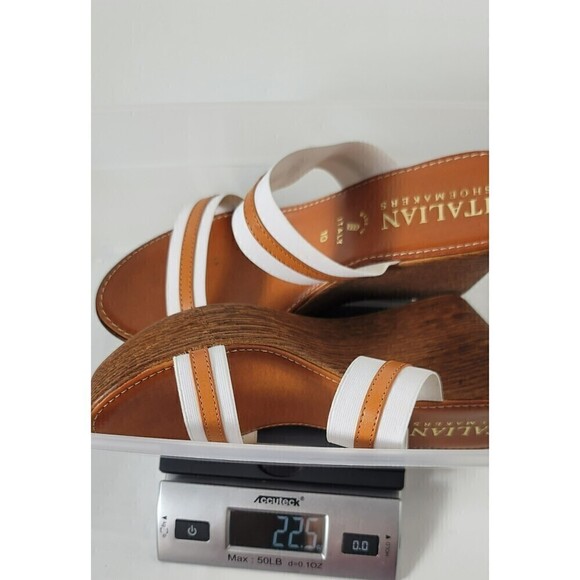 Italian Shoemakers White Tan Bi-color Wedge Sandals Size 10 - Picture 12 of 12